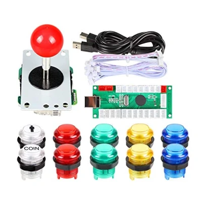 Image de EG STARTS Zero Delay USB Encoder pour PC Jeux Joystick Rouge + 10 LED illuminé 5 V Boutons arcade Kit de bricolage Pièces Mame Raspberry Pi 2 3 3B