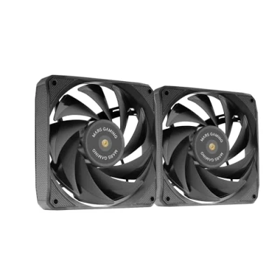Image de MARSGAMING MF NCLX2, Kit 2X Ventilateurs Ultra Silencieux 120mm, Design Pales Hybrides, 2en1 avec Roulement FDB Cuivre Hyper Équilibré, Système Connexion PWM, Pads Anti Vibration, Noir