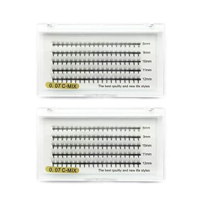 Image de EMEDA 2 plateaux 8D extensions de cils volume 0,07 mm curl C en grappe russe, 3D volumineux d&#039;aspect naturel professionnel eyelash cluster lash (8D)