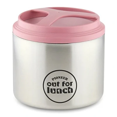 Image de Pioneer Boîte à lunch isolée sous vide HIB 1000/P, flasque nourriture/soupe étanche avec ouverture extra large, 4 heures de chaleur et 8 froid, acier inoxydable 18/10, rose, 1 litre