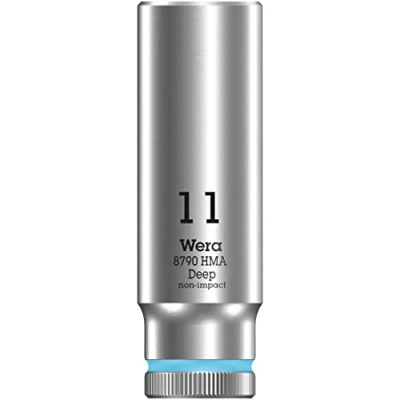 Image de Wera 05004508001 8790 HMA Deep Douille 1/4&quot;, Cyan, 11.0 mm