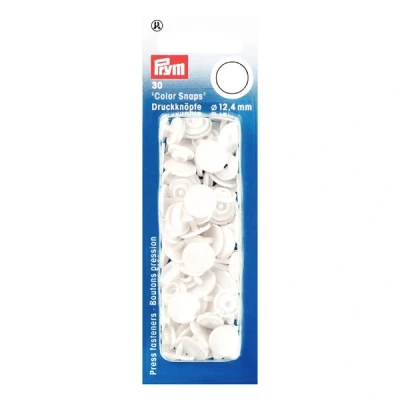 Image de Prym Colour Snaps, Round 12.4mm x 30 Sets White