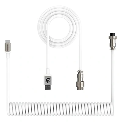 Image de XINMENG câble de Chargement données Type C, Clavier USB C avec connecteur d&#039;aviateur, Transmission Stable des données, Peut être utilisé pour Le Blanc