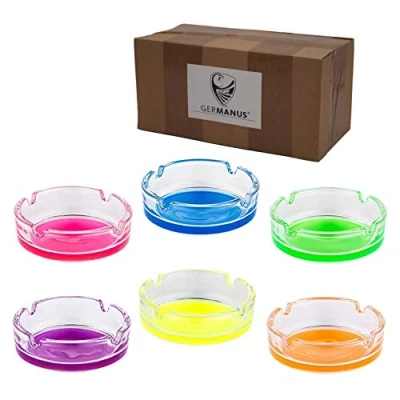 Image de GERMANUS 6 X Cendriers à Partir de Verre pour Cigarettes, Multicolore