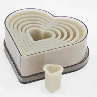 Image de Thermohauser 8300031465 Set de Découpoirs en Nylon Lisse Coeur Blanc Translucide 2,5 11,2 cm, 7 pièces