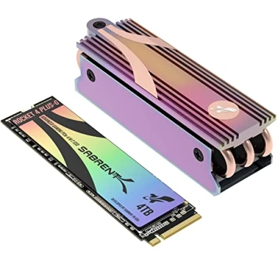Image de SABRENT Gaming M.2 NVMe SSD 4To avec Dissipateur Thermique, Interne 7300 Mo/s en Lecture, PCIe 4.0 7 Go/s Disque Dur pour Les Joueurs, Compatible Playstation 5, Console PS5