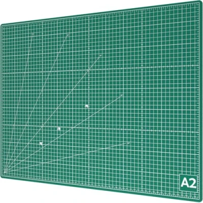 Image de ACROPAQ Tapis de decoupe A2 Auto Réparateur, (60 x 45 cm), 5 Couches protection pour vos meubles, Avec grilles et repères d&#039;angle sur les deux faces Bricolage,