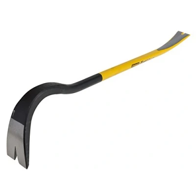 Image de Stanley 1 55 503 Pied De Biche Gamme FatMax Acier Au Carbone Trempé Ultra Léger Grand Levier Partie Semi Plate En U Entaille Supplémentaire Pour Arracher Les Clous, Noir/Jaune, 600 mm