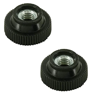 Image de 2x ECROU MOLETE PLASTIQUE INSERT ACIER M4 M5 M6 MOLETTE ROULETTE SERRAGE RAPIDE FILETE NOIR (Diamètre M4)