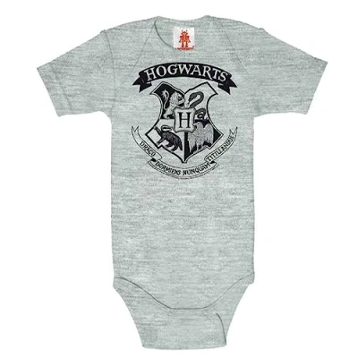 Image de Logoshirt® Harry Potter I Hogwarts Logo Noir Gigoteuse Body pour bébé Fille &amp; Garçon Manches Courtes Gris Design Original sous Licence Taille 3 6 Mois