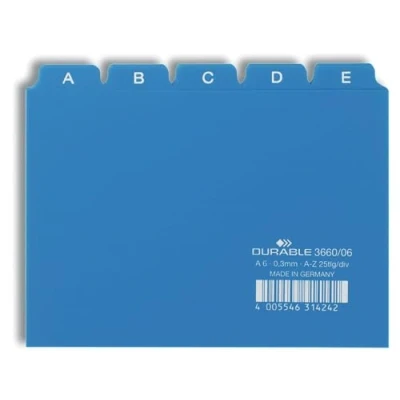 Image de Durable 366006 Jeu de 25 Intercalaires avec onglets imprimés A Z format A6 Bleu
