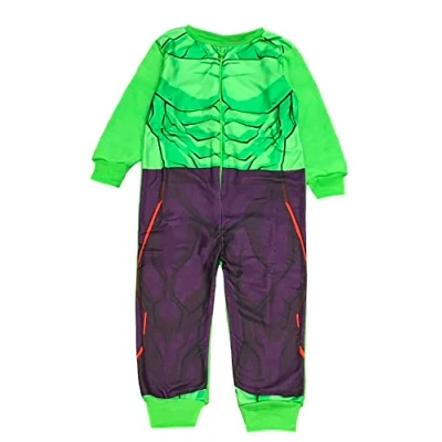 Image de Marvel Incredible Hulk Pyjama Tout en Un Polaire pour garçon Motif Avengers, Vert, 5 6 Ans