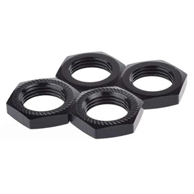 Image de KEEDA Lot de 4 écrous hexagonaux M17 17 mm en alliage d&#039;aluminium pour roue RC HSP Redcat Himoto 1,0 Noir