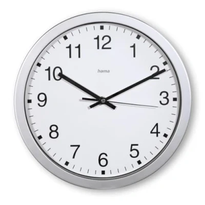 Image de Hama Horloge Murale Majorque (Pendule Ø 30cm, Affichage Grand Format, à Quartz Analogique, Aiguilles des Heures, Minutes et Secondes, Pile Incluse) Argenté