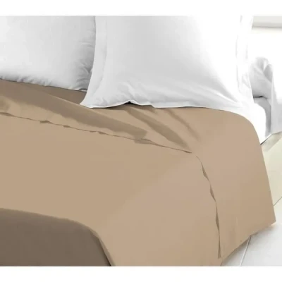 Image de LOVELY HOME Drap Plat 100% coton 240x300 cm beige