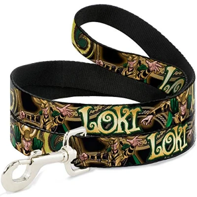 Image de Loki Poses Laisse pour Chien Noir/doré/Vert 1,5 cm de Large