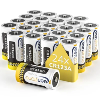 Image de CR123A 3V Lithium, Keenstone 1600mAh Piles CR17345 Lithium Jetables Lot de 24 pour Lampe Poche, Camera, Instrument Intelligent, Microphone etc.【Pas Arlo】
