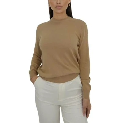 Image de Pull col Rond en Cachemire pour Femmes, Fabriqué Italie (FR/ES, Alpha/Lettres, L, Taille Normale, Camel (5250))