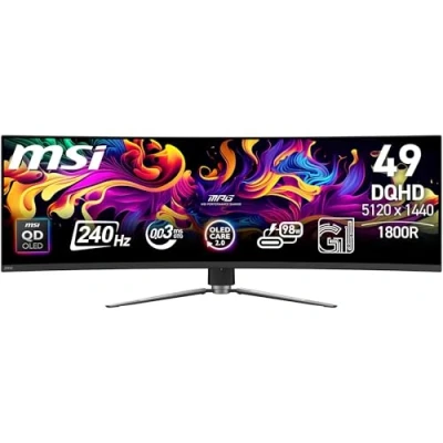 Image de MSI MPG 491CQPXDE QD OLED, Gaming Monitor (124.5 cm (49 Zoll), schwarz, DQHD, Curved, USB Hub, C, 240Hz Panel) [Energieklasse G] (9S6 3FA84T 020)