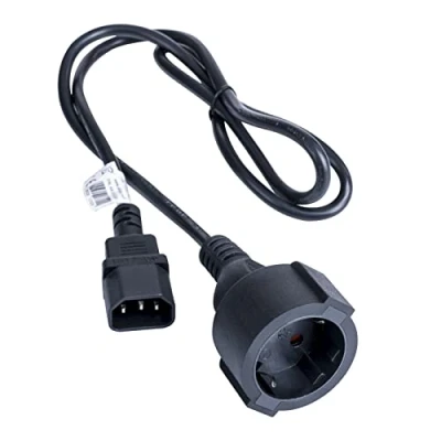 Image de AKYGA AK PC 13A Câble d&#039;alimentation Schuko 3 Broches IEC C14 / EU CEE 7/4 15 1,0 m Noir