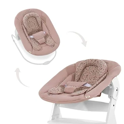 Image de hauck Transat Bebe Alpha Bouncer 2en1 Compatible Chaise Haute Bébé Alpha+ et Beta+, Également Balancelle, de la Naissance à 9 kg, Reducteur Nouveau Né, Bambi Rose