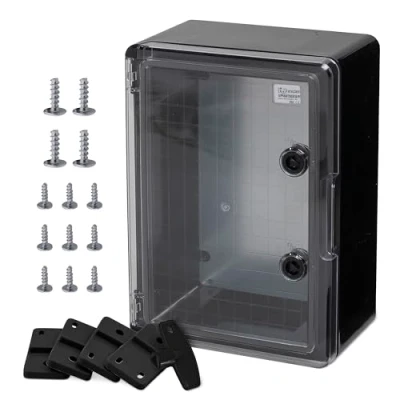 Image de Boîtier Mural Armoire de Commande IP65 Industriel ABS Plastique Vide Montage Verrouillage BOXEXPERT Noir Transparent (350x250x150mm)