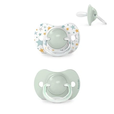 Image de Suavinex, Lot 2 Sucettes pour Bébé 6/18 Mois, Tétine Symétrique SX Pro en Silicone, plus Plate et Flexible, Réversible, Respecte le Développement Buccodentaire, Dreams Bleu