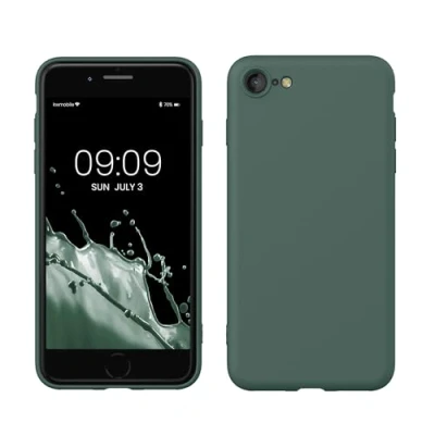 Image de kwmobile Housse Compatible avec Apple iPhone SE (2022) / (2020) 8 7 Coque de téléphone Souple et Fine en TPU Silicone Vert Sapin