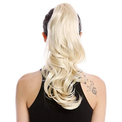 Image de WIG ME UP MKB 30 V 88 Postiche couette queue de cheval longue ondulé légèrement bouclé blond lumineux clair 45 cm