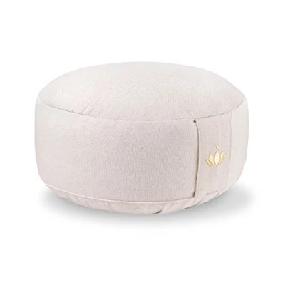 Image de Lotuscrafts Coussin de méditation Lotus Hauteur d&#039;assise 15 cm Rembourrage d&#039;épeautre Housse en Coton Lavable Yoga Sol Rond Meditation Accessoires Certifié GOTS