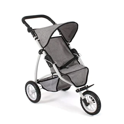 Image de Bayer Chic 2000 Poussette de poupée Leon, Jogging Buggy, Jogger pour Enfants 4 à 8 Ans, Jeans Gris
