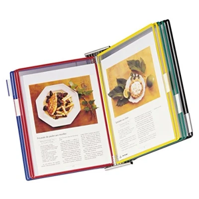 Image de Tarifold Fr 417209 Kit Support Mural en Inox avec 10 pochettes A4 PVC, pivots Inox, cadre couleur Assortie