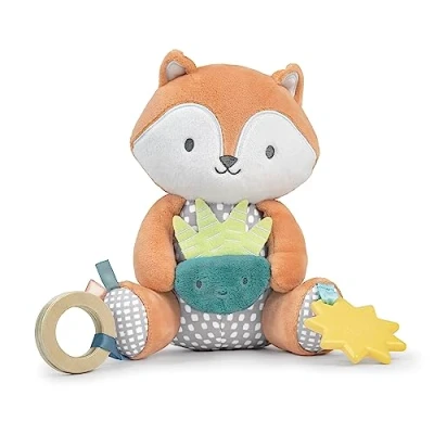 Image de Ingenuity Calm Springs Plush Activity Pal Jouet de dentition petit soleil, sans BPA, textures multiples, Kitt le Renard