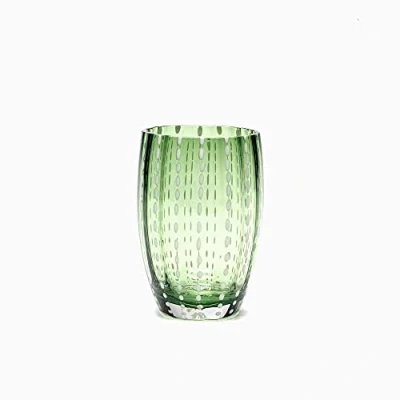 Image de Zafferano Perle Tumbler en Verre Coloré Transparent Fait Main, cl 32 h 109mm d 71mm Set 6 Pièces Vert British Racing