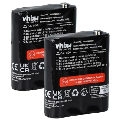 Image de vhbw 2X Batterie Compatible avec Motorola Talkabout T5410, T5428, T5420, T5500, T5400, T5422, T5512 Radio Talkie walkie (1500mAh, 3,6V, NiMH)