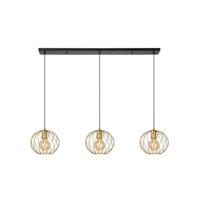 Image de Lucide Suspension Danza, à 3 lampes, allongée, dorée