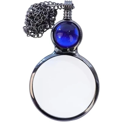 Image de TOFBS Loupe Suspendue Collier Pendentif Loupe,loupe de lecture en verre,Loupe Lentille mode Décorative Avec pour journaux, (Bleu)