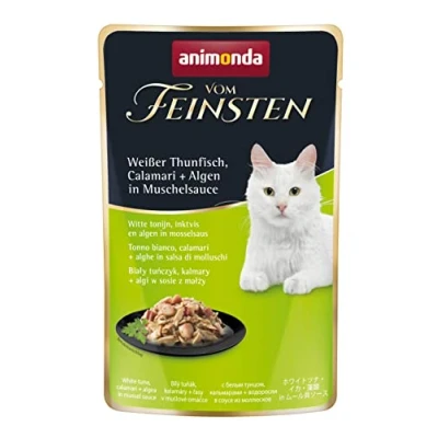 Image de animonda Vom Feinsten Nourriture Humide pour Chat Adulte avec Thon Blanc Calamari + algues en Sauce palourde, dans Un Sac Frais, 18 x 50 g