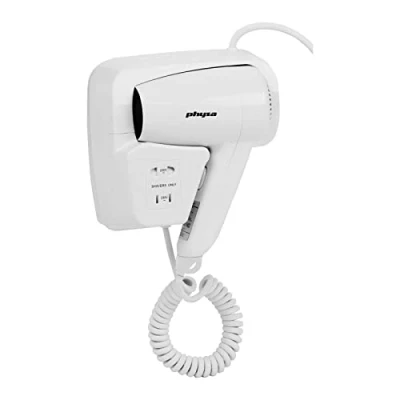 Image de Physa Sèche Cheveux Mural pour Hotel SICCO (1 200 W ECO, Température de l&#039;air max. 58 C, Débit d&#039;air [m/sec] 15 m/s, Prise rasoir)