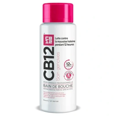 Image de Cb12 Bain DE Bouche Soin gencives Combat la mauvaise haleine pendant 12 heures Aide à restaurer et maintenir des saines Sans alcool, saveur menthe fraîche 250ml