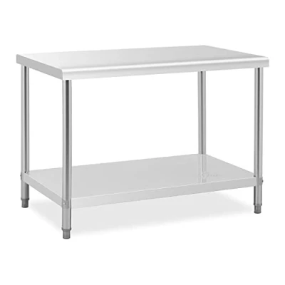 Image de Royal Catering RCAT 120/70 Table de Travail en Acier Inoxydable (120 x 70 85 cm, 1 Plateau et étagère, jusqu&#039;à 115 kg, Pieds réglables Hauteur, Inoxydable)