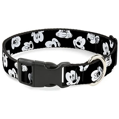 Image de Buckle Down Mickey Mouse Expressions Diffuse Noir/Blanc Plastique Clip Collier