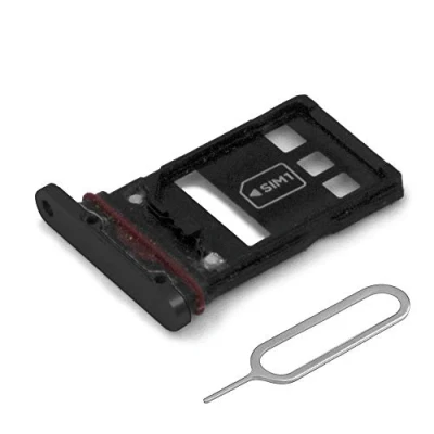 Image de MMOBIEL Tiroir Carte Dual SIM de Rechange Compatible avec Huawei P30 Pro 2019 INCL. Joint en Caoutchouc et l&#039;épingle Support Noir