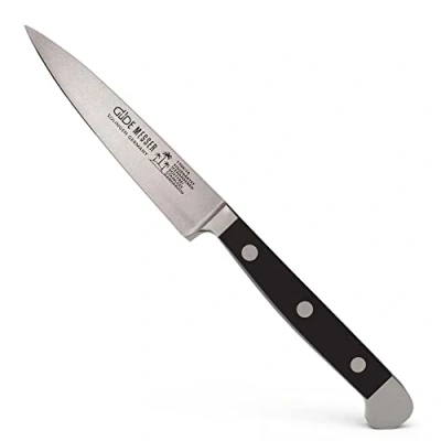 Image de GÜDE Solingen Couteau à larder forgé, 10 cm, POM noir, ALPHA Couteaux d&#039;office, double mitre, fabriqué la main en Allemagne