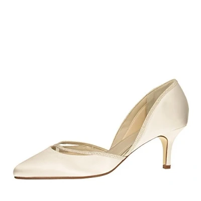Image de Rainbow Club Chaussures de mariée Teddie Escarpins, Coloris Ivoire/crème, avec Bord Scintillant, Satin, rembourrées et Confortables T. 39 EU (6 UK)
