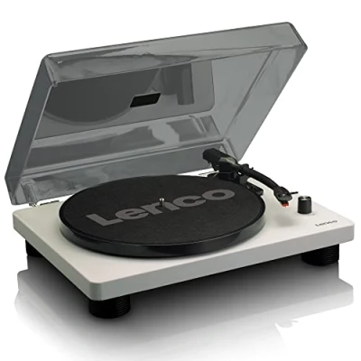 Image de Lenco Platine Vinyle LS 50 Tourne Disque avec boîtier en Bois et Haut Parleur, USB, Conversion à numérique, Housse de Protection, entraînement par Courroie, 2 x Stylet (Aiguille) Gris