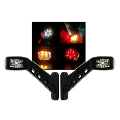 Image de J/J 2x Feux de Gabarit Sur Antenne LED Tricolore Orange Rouge Blanc d’Encombrement14LED 180mm 12/24V pour Camion Camionnette Remorque Poids lourds Caravane Camping car