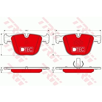 Image de TRW DTEC COTEC GDB1892DTE Jeu de plaquettes frein non préparé pour indicateur d&#039;usure BMW: X5, X6