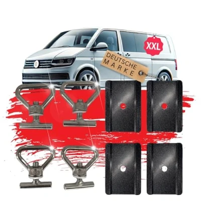 Image de TronicXL 4 œillets d&#039;arrimage, plaques compatibles avec VW Bulli Bus T5 T6 T6.1 Kit de fixation Multivan Accessoires camping Multiflex