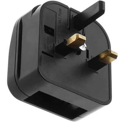 Image de adaptateur prise UE vers britannique, Royaume Uni avec fusible 5 A, de type C britannique G, 2 broches 3